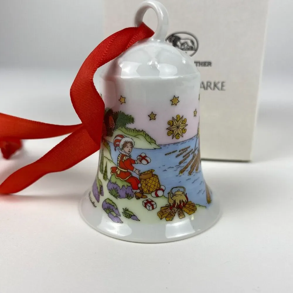 VTG Hutschenreuther Flößerland 1998 Germany Christmas Bell Ornament Porcelain